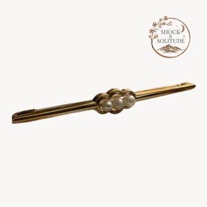 Vintage Albert Scharning 14K Gold Pearl Bar Brooch Pin 585 [with stamp]✨